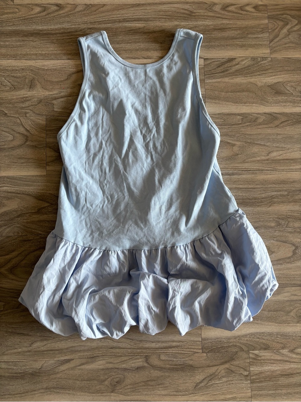 Light Blue Ruffle Hem Tank Dress